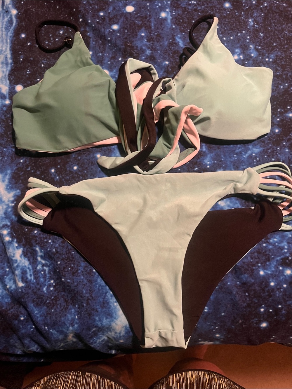 Reversible Mint & black Two-Piece Women's Bikini